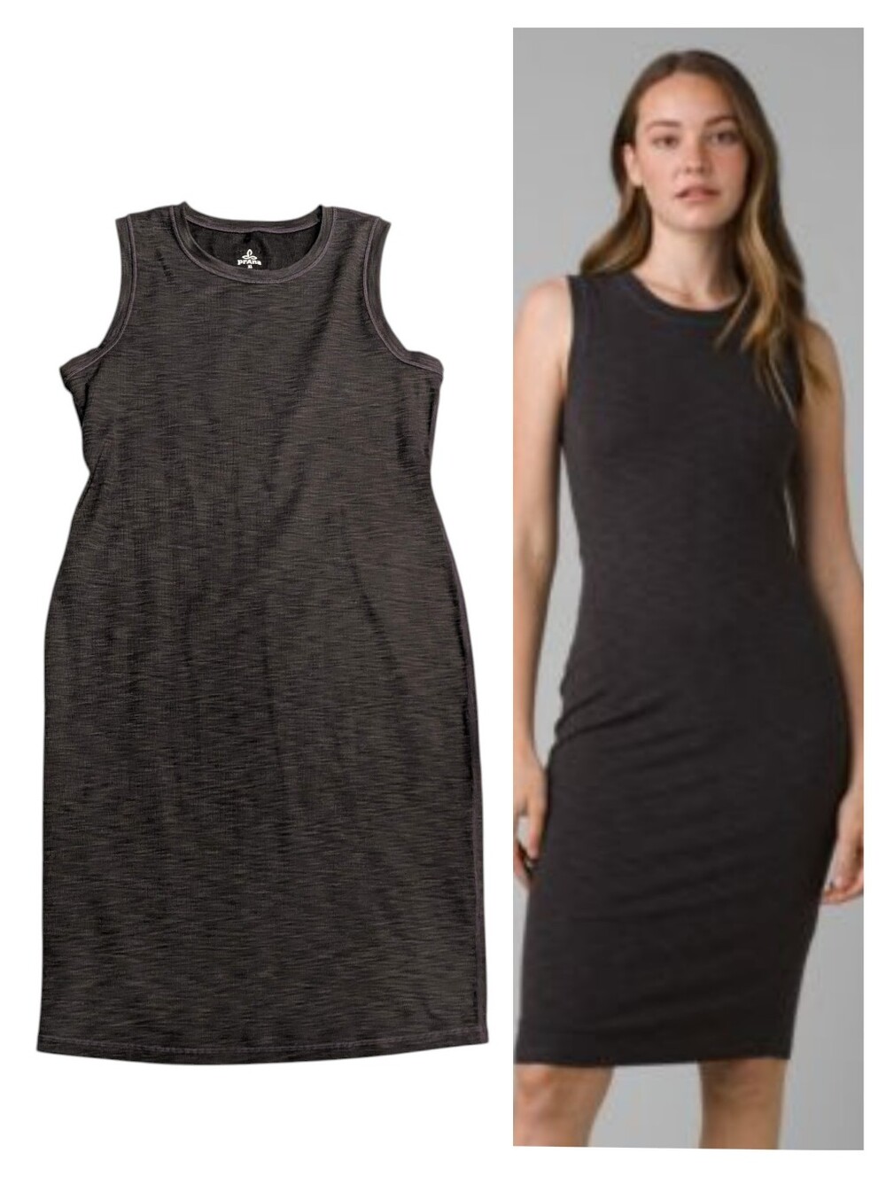 Prana Becksa Dress Ribbed Black Heather Size XL